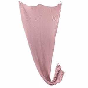 😺 Pink Acrilic Crochet Mermaid Tail Blanket 62×18